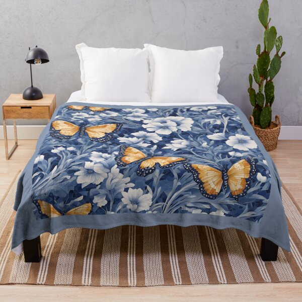 Item preview, Chinese Mosaic Grassland & Butterfly Blue & White designed and sold by Glam-OOTD.