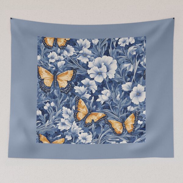 Item preview, Chinese Mosaic Grassland & Butterfly Blue & White designed and sold by Glam-OOTD.