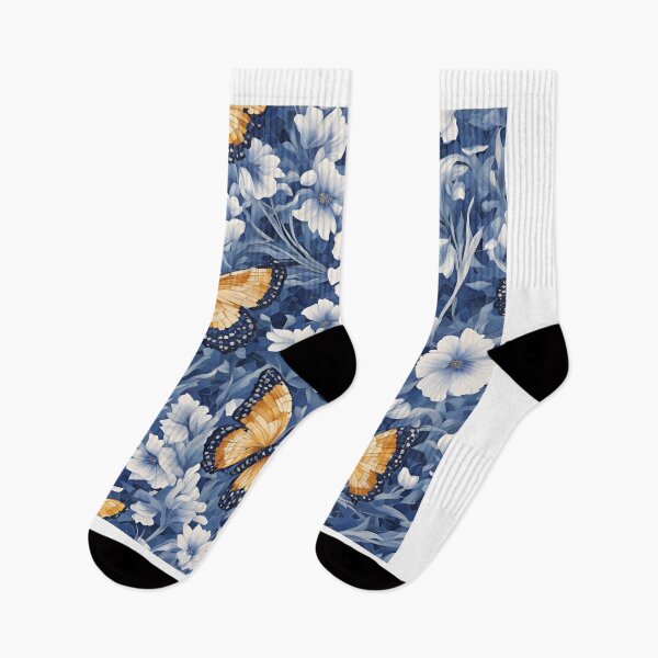 Item preview, Chinese Mosaic Grassland & Butterfly Blue & White designed and sold by Glam-OOTD.