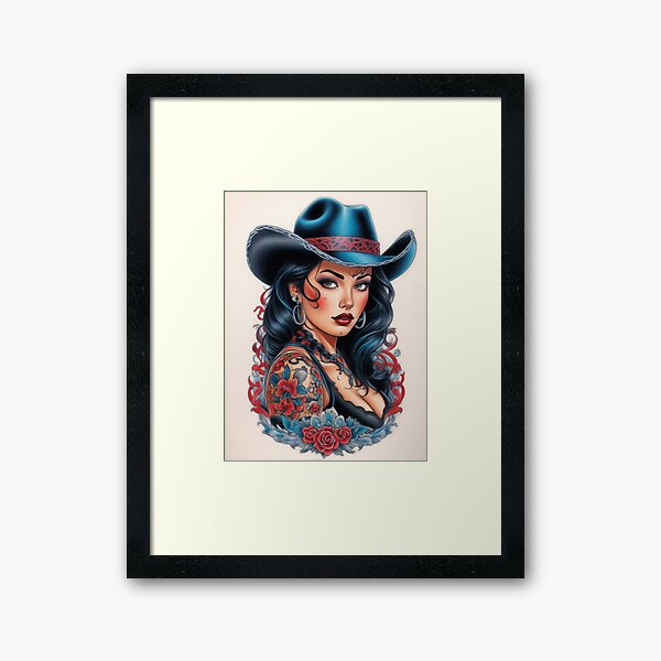Item preview, Edgy American Cowgirl Pin Up Art designed and sold by MissSaylor.