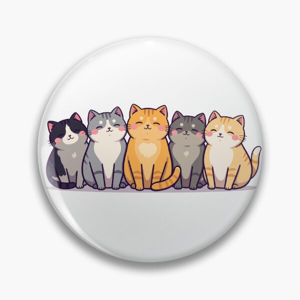 Item preview, Five Adorable Cartoon Cats Sitting in a Row designed and sold by FortuneWildCat.