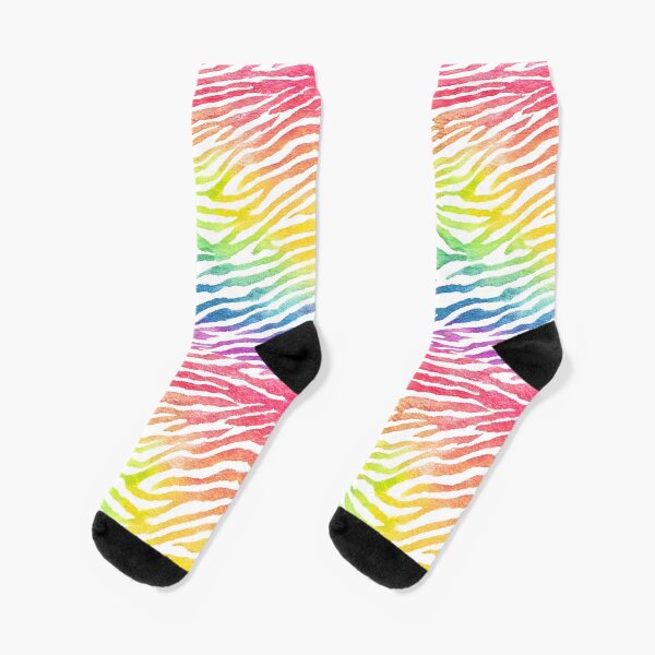 Vista previa del artículo con la obra «Estampado de cebra arcoiris en acuarela», diseñado y vendido por Meredith Makes Art.
