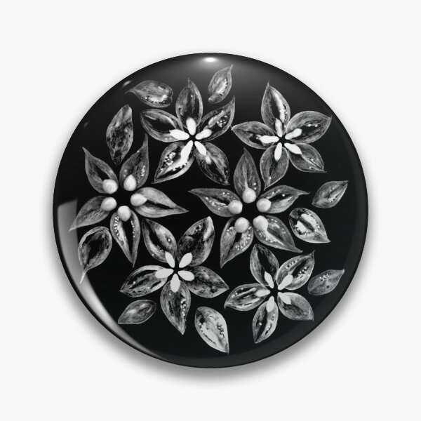 Item preview, Floral pattern made of tomato slices in black and white. designed and sold by miratomm.