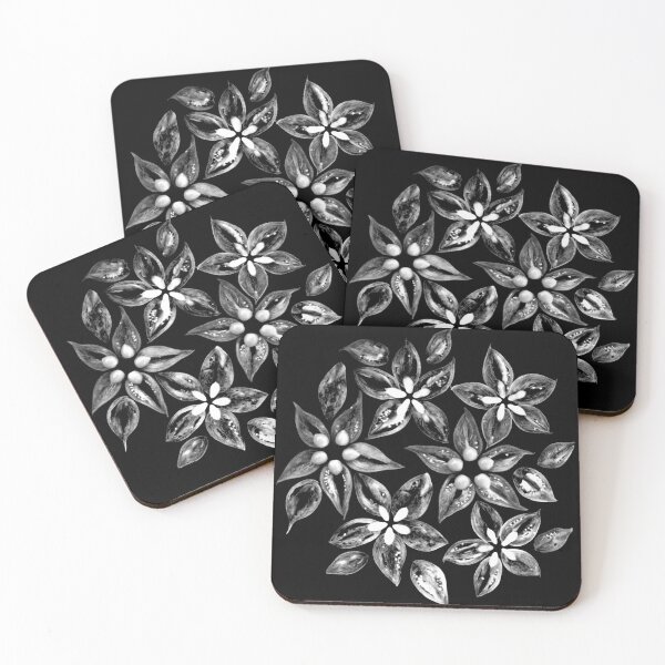 Item preview, Floral pattern made of tomato slices in black and white. designed and sold by miratomm.