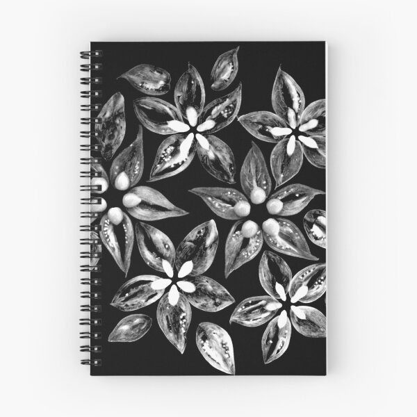 Item preview, Floral pattern made of tomato slices in black and white. designed and sold by miratomm.