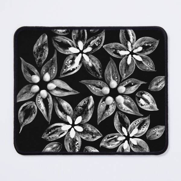 Item preview, Floral pattern made of tomato slices in black and white. designed and sold by miratomm.