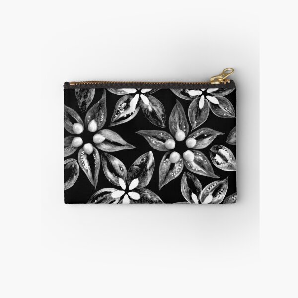 Item preview, Floral pattern made of tomato slices in black and white. designed and sold by miratomm.