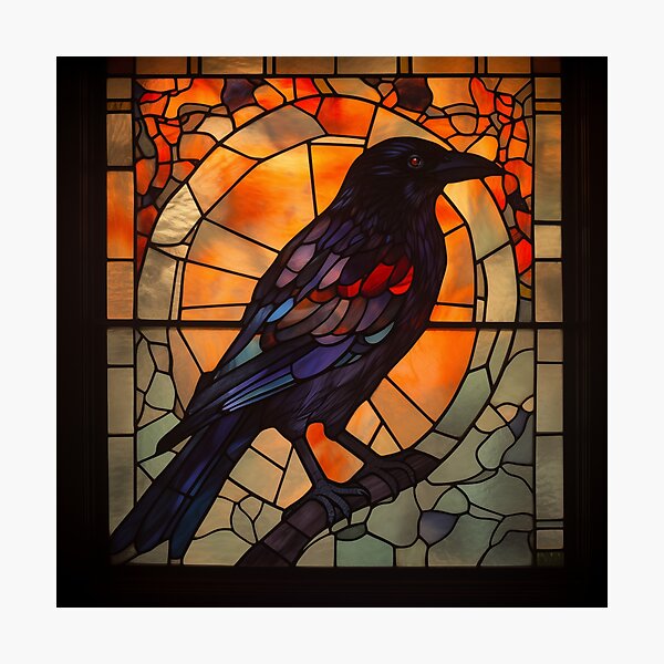 Item preview, Crow in Stained Glass designed and sold by RedHandedOD.