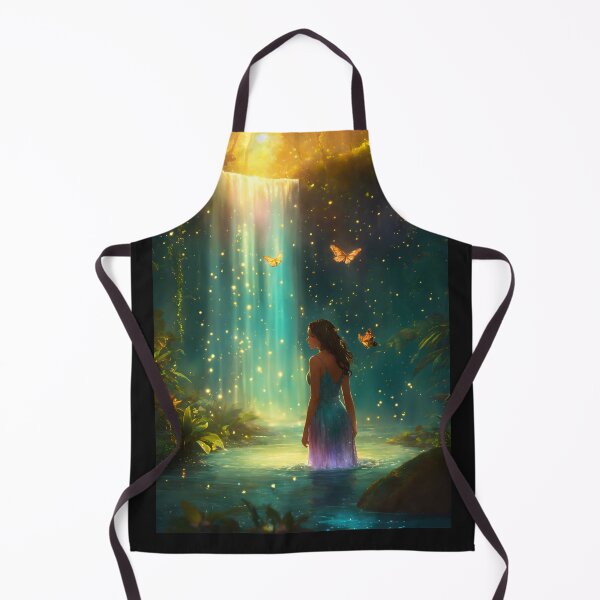 Item preview, Naiad splashing in an enchanted sparkling rain forest at twilight with fireflies and butterflies designed and sold by StickPlaza.