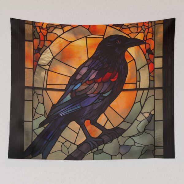 Item preview, Crow in Stained Glass designed and sold by RedHandedOD.