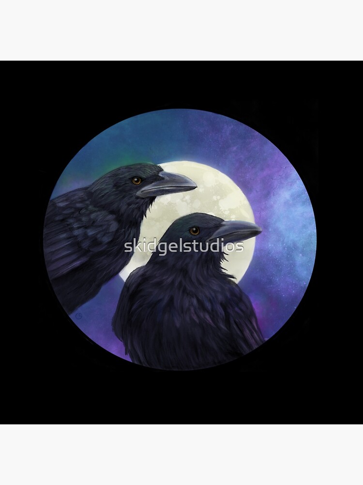 Thumbnail 4 of 4, Pillow, Two Crows designed and sold by skidgelstudios.