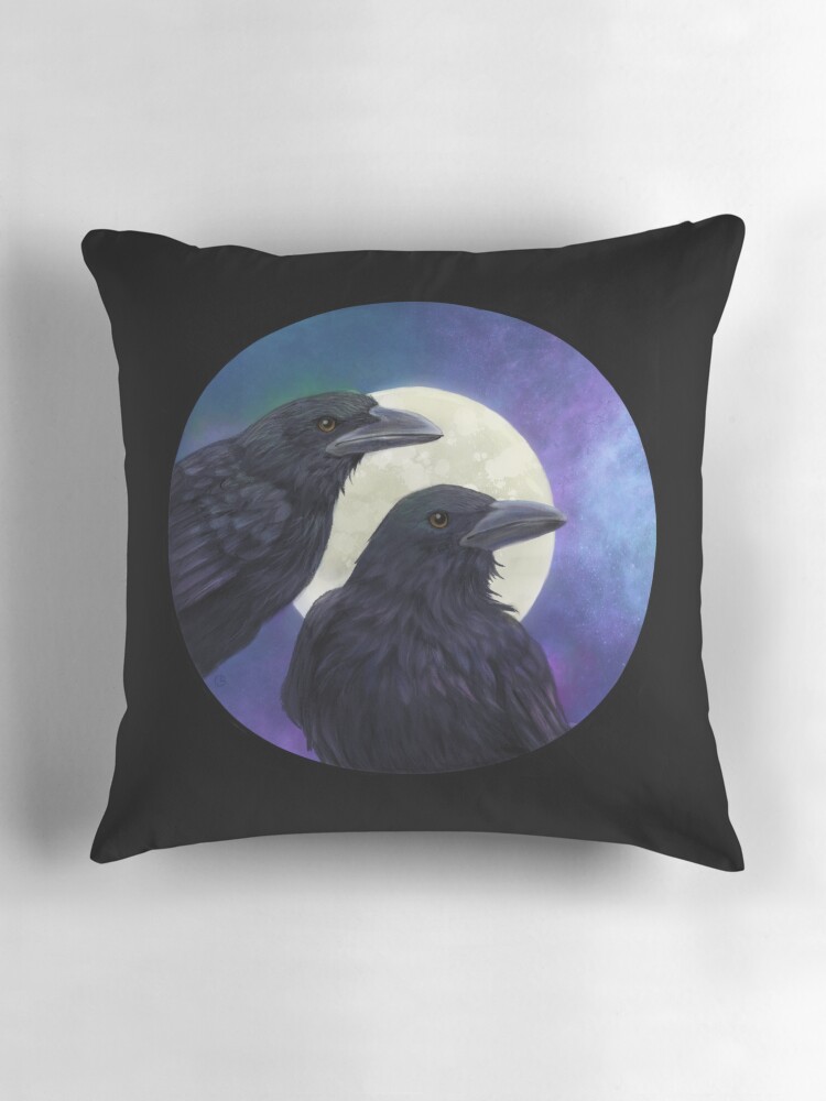 Thumbnail 3 of 4, Pillow, Two Crows designed and sold by skidgelstudios.