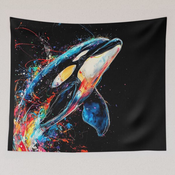 Item preview, Vibrant Orca Whale Wall Art, Colorful Ocean Life Painting, Whale Poster, Splash of Creativity, Stunning Sea Creature Artwork designed and sold by Shenlong84.