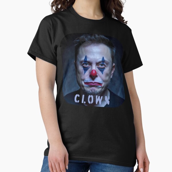 Vista previa del artículo con la obra «El payaso de Elon Musk», diseñado y vendido por Angry Swan Designs.