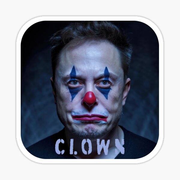 Vista previa del artículo con la obra «El payaso de Elon Musk», diseñado y vendido por Angry Swan Designs.