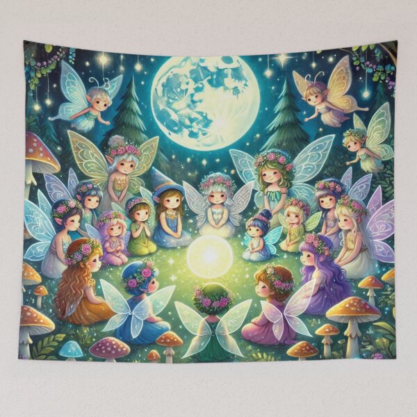 Aperçu de l'œuvre La nuit enchantée : le rassemblement des fées créée et vendue par Dream Bloom Gallery.