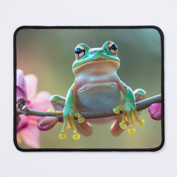 Item preview, Climbing Cheerful Frog on a stem with flowerbuds So Hoppy #11 designed and sold by Vicki Noble Art.