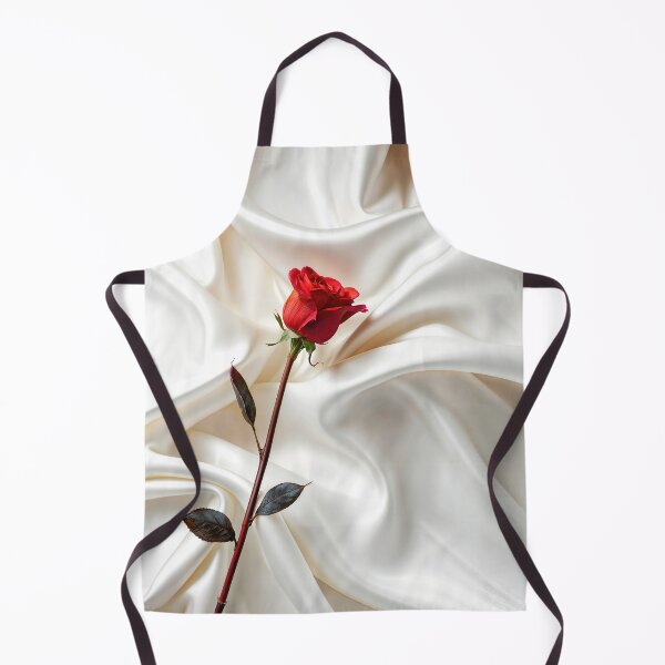 Item preview, Red Long-stem Rose On White Satin designed and sold by Maria Dryfhout.
