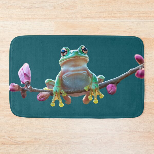 Item preview, Climbing Cheerful Frog on a stem with flowerbuds transparent So Hoppy #11 designed and sold by Vicki Noble Art.