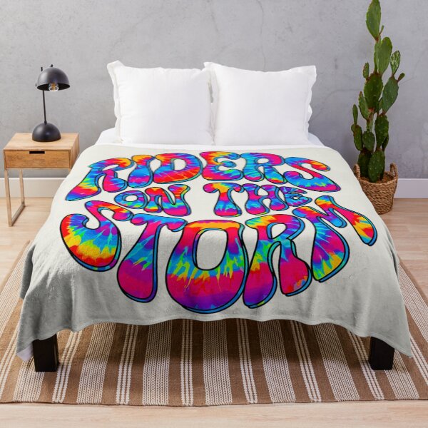 Item preview, 70s tie-dye Style Rock and Roll Phrase  "Riders on the Storm" designed and sold by just-quotes.