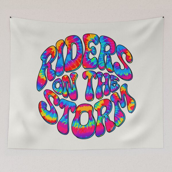 Artikelvorschau, 70s tie-dye Style Rock and Roll Phrase "Riders on the Storm" entworfen und verkauft von just-quotes.