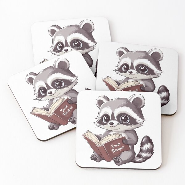 Item preview, Raccoon Reading Trash Recipes designed and sold by ColorFlowArt.