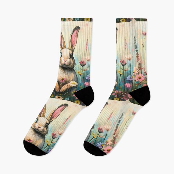 Item preview, Bunny with Spring Fever in a field of flowers designed and sold by Vicki Noble Art.