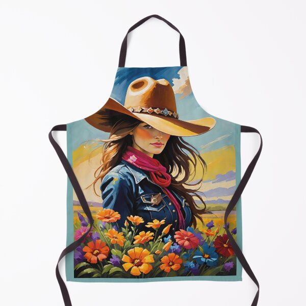 Item preview, Cowgirl At Sunset Wearing Big Cowboy Hat And Jean Jacket Floral designed and sold by CarrollGene.