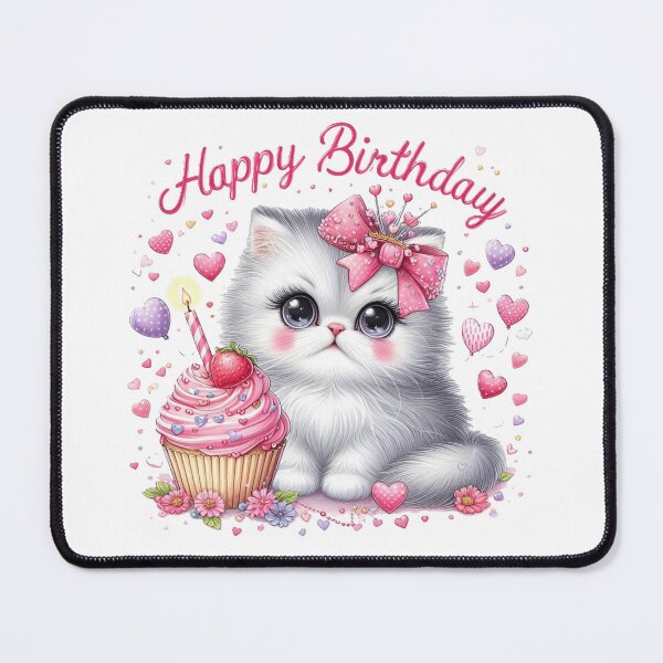 Item preview, Happy birthday, cute fluffy kitty designed and sold by nicnacc.