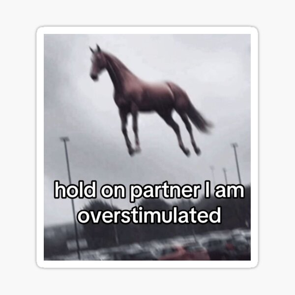 Item preview, Hold on partner I am overstimulated Meme Funny designed and sold by NatsDigitalArts.