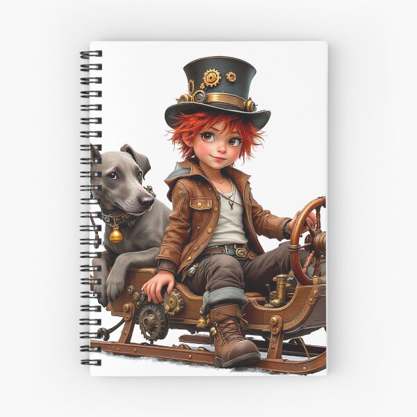 Item preview, Little girl and her dog on a steampunk sled designed and sold by Anne-Abadie.