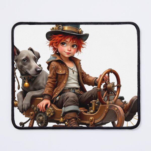 Item preview, Little girl and her dog on a steampunk sled designed and sold by Anne-Abadie.