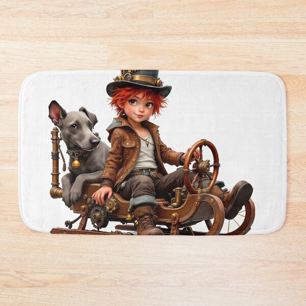 Item preview, Little girl and her dog on a steampunk sled designed and sold by Anne-Abadie.