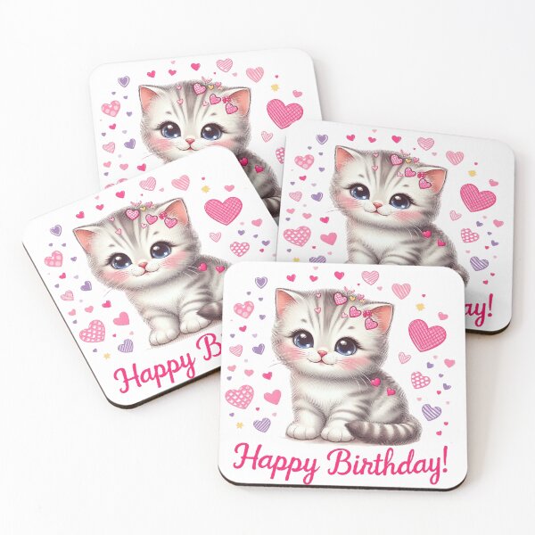 Item preview, Happy birthday sweet kitty with love hearts designed and sold by nicnacc.