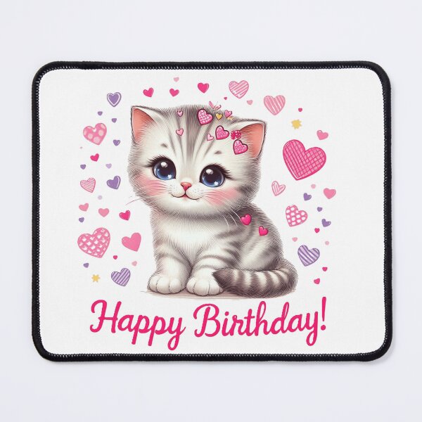 Item preview, Happy birthday sweet kitty with love hearts designed and sold by nicnacc.