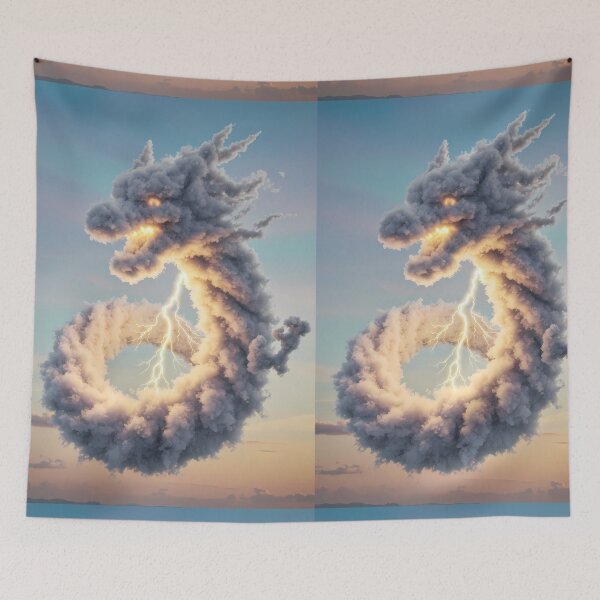 Item preview, Surreal Dragon Figures Storm Clouds Digital Art Vibes designed and sold by ART ATTACK ZONE.