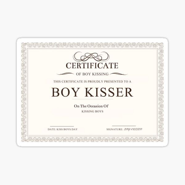Vista previa del artículo con la obra «Certificado de besador de niños», diseñado y vendido por Quinsime’s super awesome merch shop.