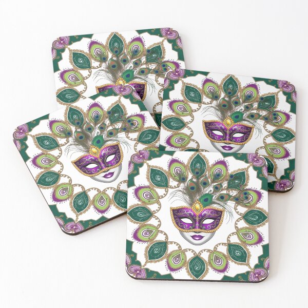 Item preview, Mardi Gras Peacock Mask Mandala – Festival Art Print designed and sold by DehatiCanvas.