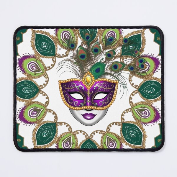Item preview, Mardi Gras Peacock Mask Mandala – Festival Art Print designed and sold by DehatiCanvas.