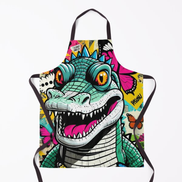 Item preview, Vibrant Pop Art Crocodile with Butterflies – Bold Graffiti Collage designed and sold by krauze.
