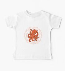 Fun orange octopus on turquoise background. Baby Tee