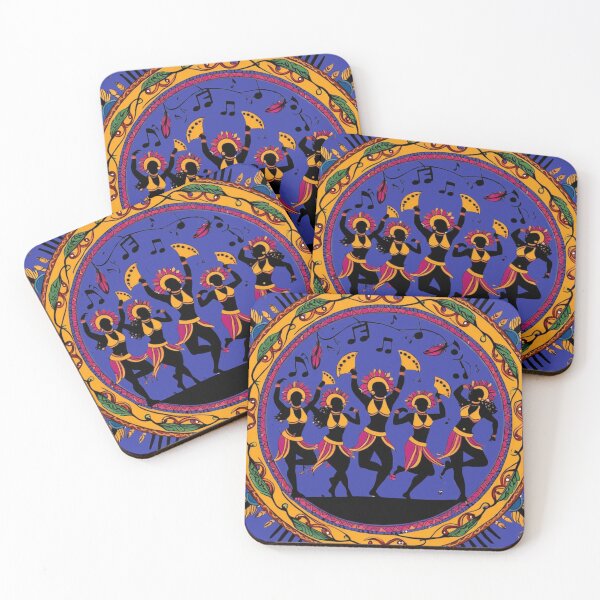 Item preview, Mardi Gras Dance – Mandala & Madhubani Art Fusion designed and sold by DehatiCanvas.