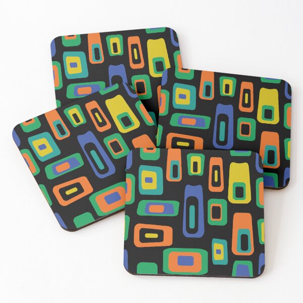 Item preview, Mid-Century Modern Colorful Lozenge Pattern No.1 Orange, Blue, Yellow, Black designed and sold by QuestingPixel.