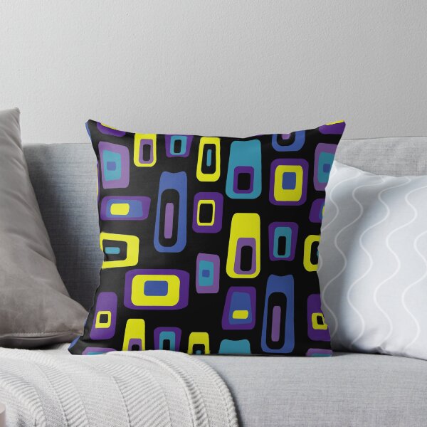 Item preview, Mid-Century Modern Colorful Lozenge Pattern No.1 Purple, Yellow, Blue, Black designed and sold by QuestingPixel.
