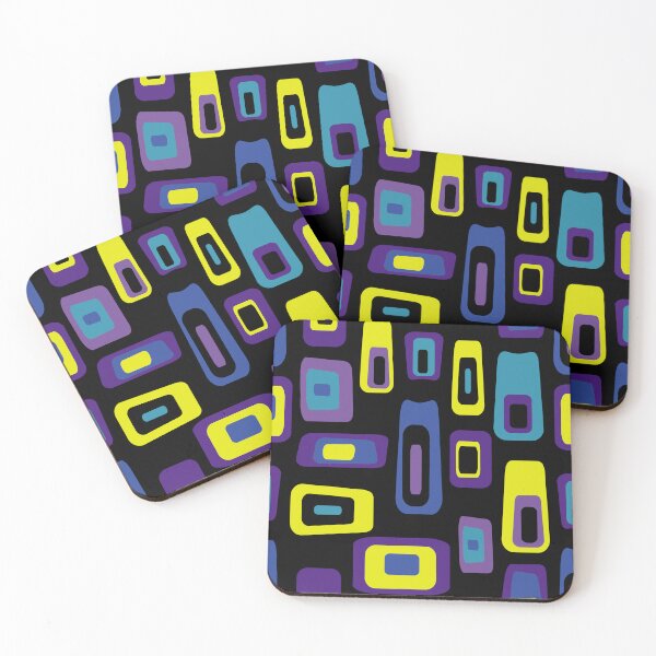 Item preview, Mid-Century Modern Colorful Lozenge Pattern No.1 Purple, Yellow, Blue, Black designed and sold by QuestingPixel.