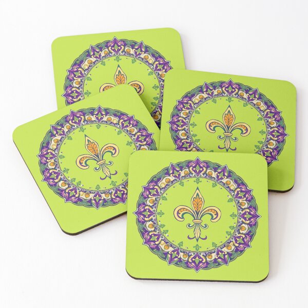 Item preview, Mardi Gras Fleur-de-Lis – Mandala & Madhubani Fusion designed and sold by DehatiCanvas.