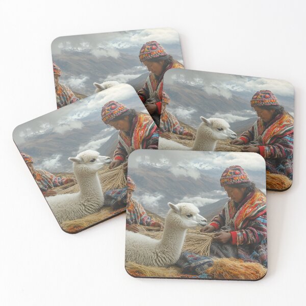 Item preview, Two women weaving with a llama in the Andes designed and sold by Artessie.