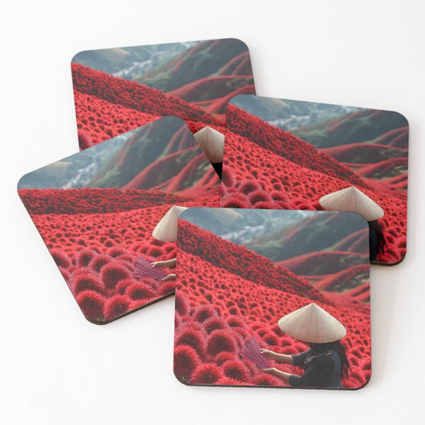 Item preview, Vibrant Red Flower Fields with a Traditional Hat designed and sold by Artessie.