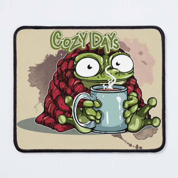 Item preview, Warm and Cozy Frog Drinking Hot Cocoa: Cozy Days designed and sold by iduzarts.