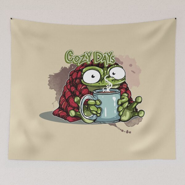Item preview, Warm and Cozy Frog Drinking Hot Cocoa: Cozy Days designed and sold by iduzarts.